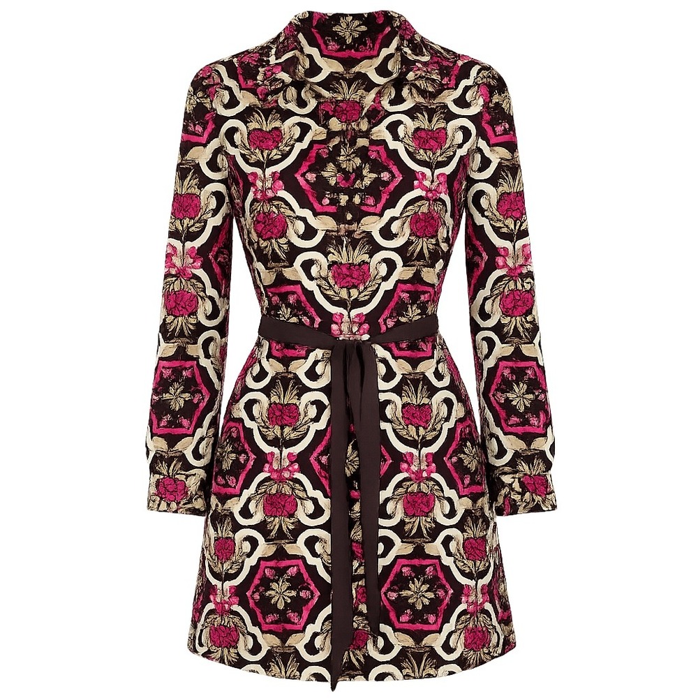 Banana Republic Womens Medallion Print Cotton Stretch Mini Shirt Dress Brown S